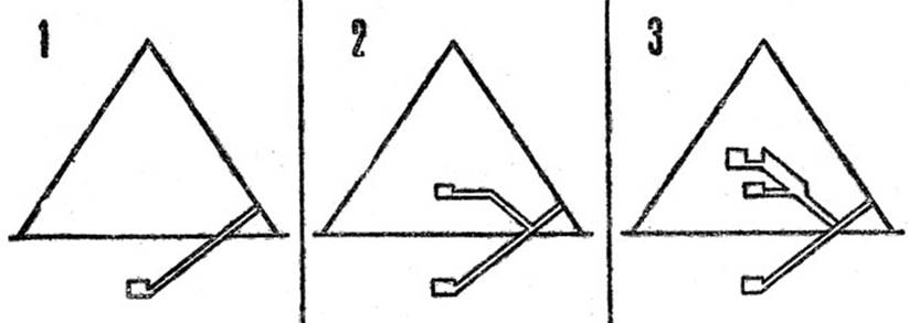 Рис. 10. Разрез пирамиды Хеопса. Меловой рисунок